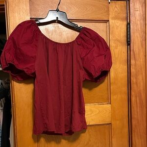 a new day Burgundy Puff Sleeve Blouse